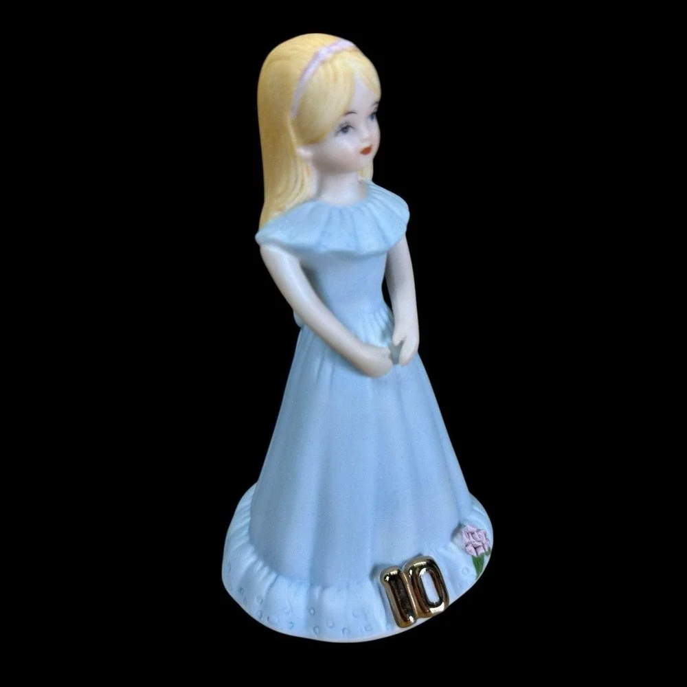 Enesco Growing Up Girls Figurine Age‎ 10 Blonde Hair Blue Dress Vintage 1981